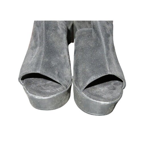 Nikta Black Suede Stacked Chunky Heel Platforms NIB available in sizes 9 and 10 - Picture 2 of 13